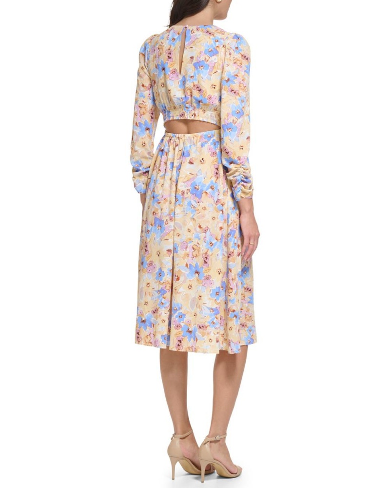 Vestido Vince Camuto Floral-Print Cutout Mujer Azules | 248-KEXOQA