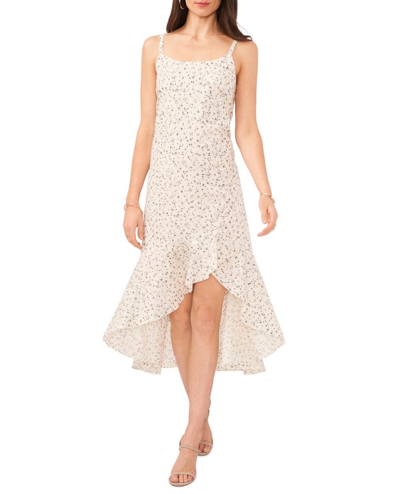 Vestido Vince Camuto Floral-Print Ruffled High-Low Mujer Blancas | 918-ZWBFUM