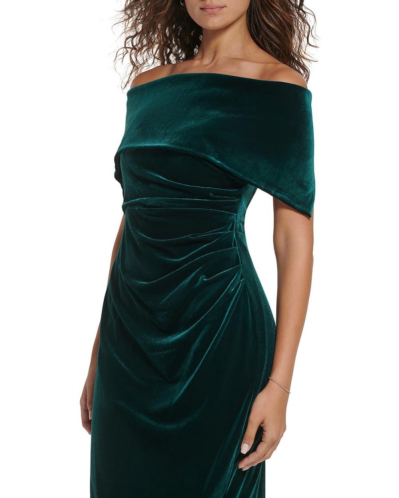 Vestido Vince Camuto Ruched Off-The-Shoulder Mujer Verde | 961-BTEYDJ