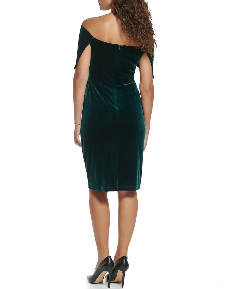 Vestido Vince Camuto Ruched Off-The-Shoulder Mujer Verde | 961-BTEYDJ