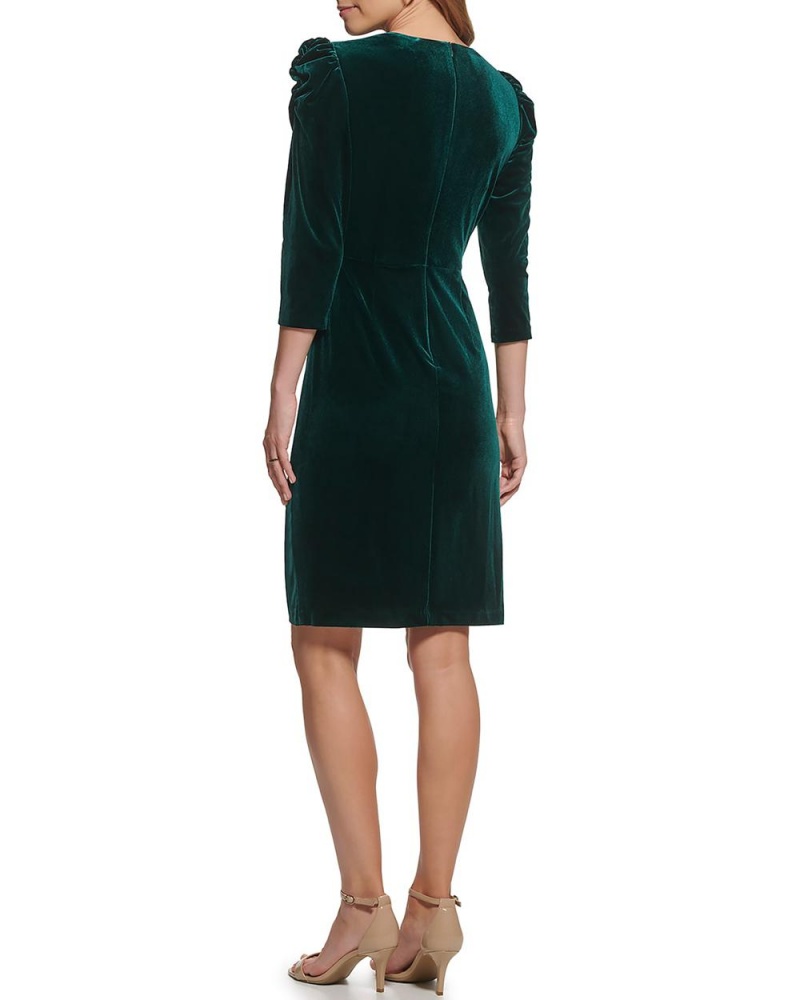 Vestido Vince Camuto Ruched Puff-Shoulder Mujer Verde | 403-HFGLAQ