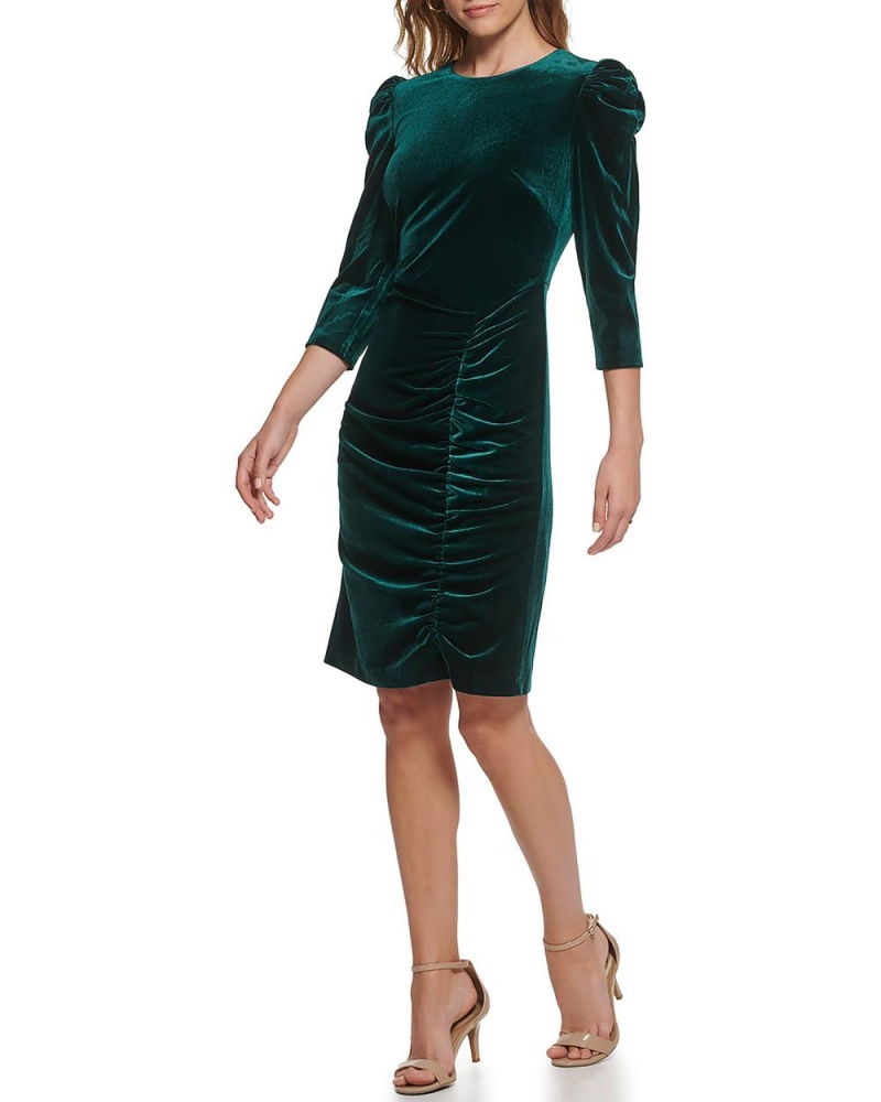 Vestido Vince Camuto Ruched Puff-Shoulder Mujer Verde | 403-HFGLAQ