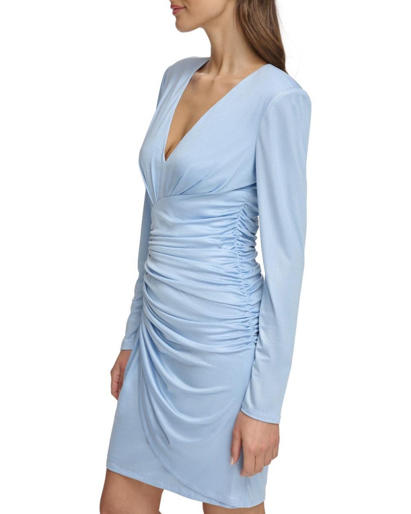 Vestido Vince Camuto Ruched V-Neck Mujer Azules | 483-BTKZEG