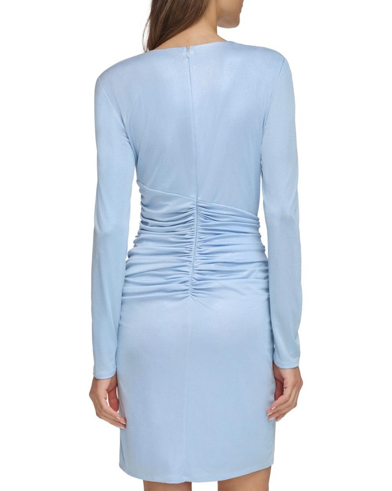 Vestido Vince Camuto Ruched V-Neck Mujer Azules | 483-BTKZEG