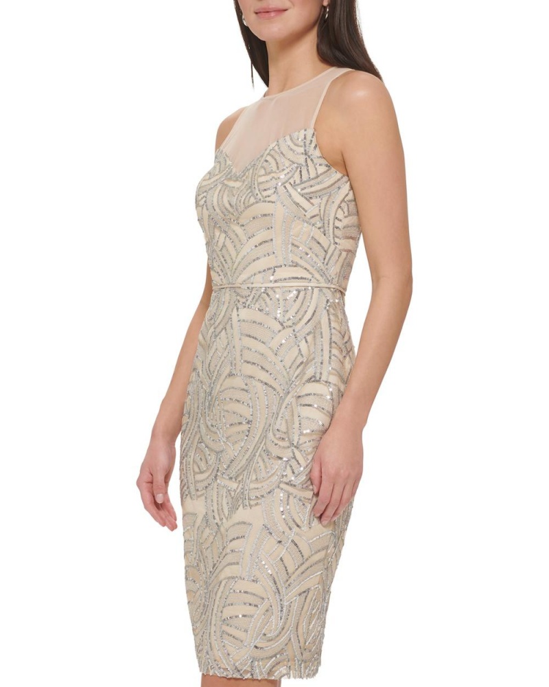 Vestido Vince Camuto Sequined Sleeveless Cocktail Mujer Blancas | 976-JAONYR