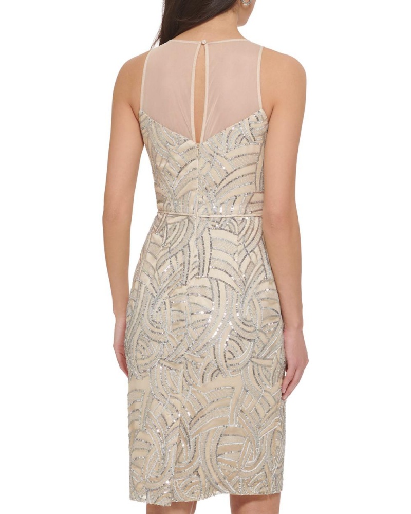 Vestido Vince Camuto Sequined Sleeveless Cocktail Mujer Blancas | 976-JAONYR