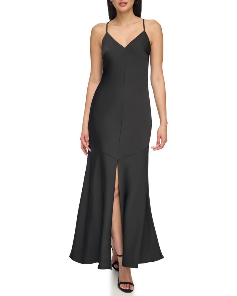 Vestido Vince Camuto V-Neck Maxi Slip Mujer Negras | 856-ZQPUDC