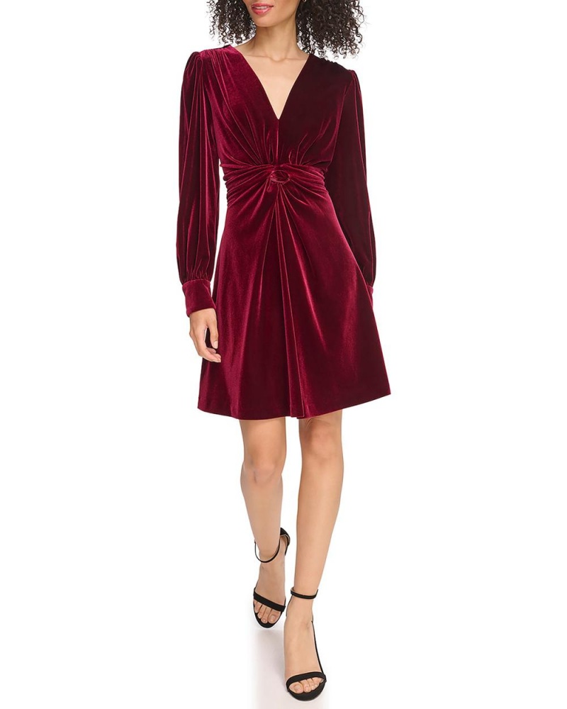 Vestido Vince Camuto Velvet Twist-Front Mujer Burdeos | 850-YULDJI