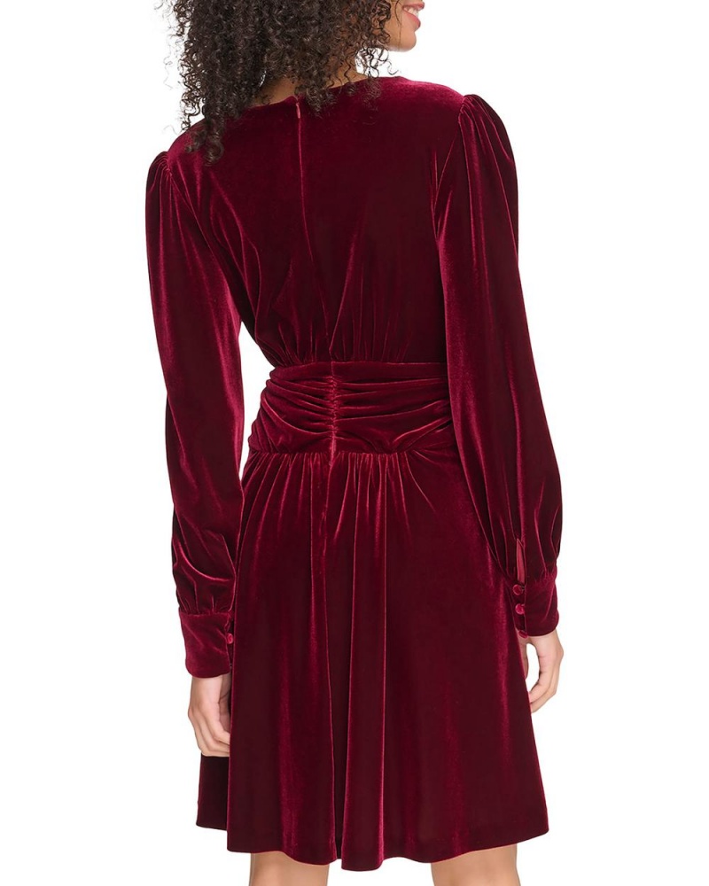 Vestido Vince Camuto Velvet Twist-Front Mujer Burdeos | 850-YULDJI