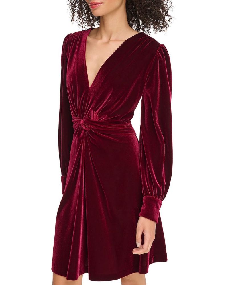 Vestido Vince Camuto Velvet Twist-Front Mujer Burdeos | 850-YULDJI