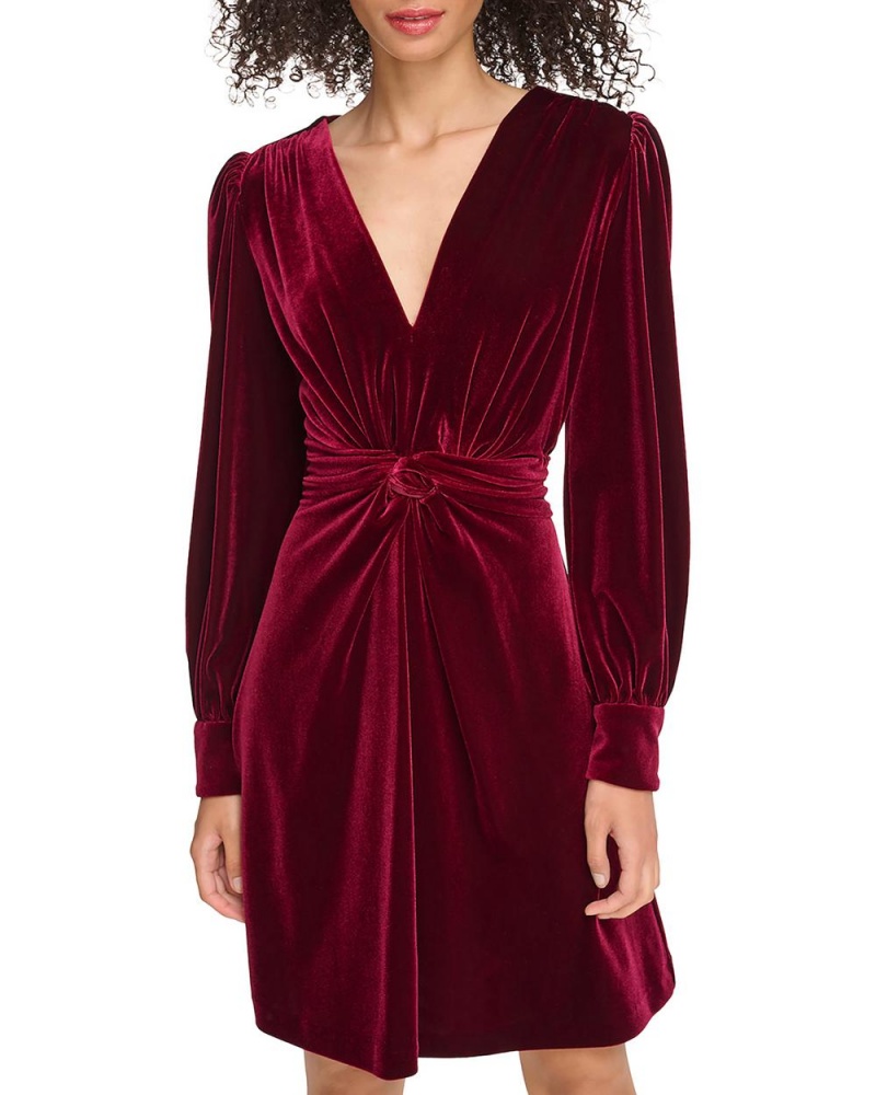 Vestido Vince Camuto Velvet Twist-Front Mujer Burdeos | 850-YULDJI