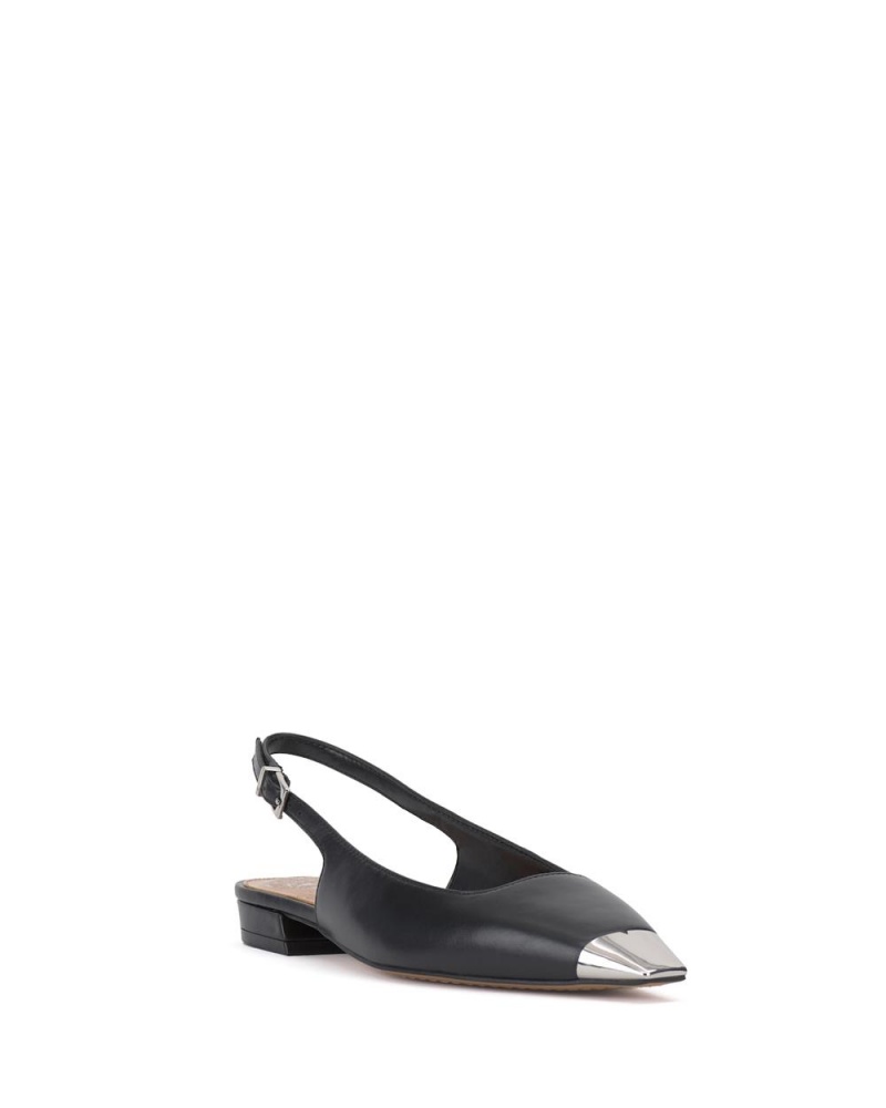 Zapatos Planos Vince Camuto Sellyn Slingback Mujer Negras Plateadas | 645-ETXYCU